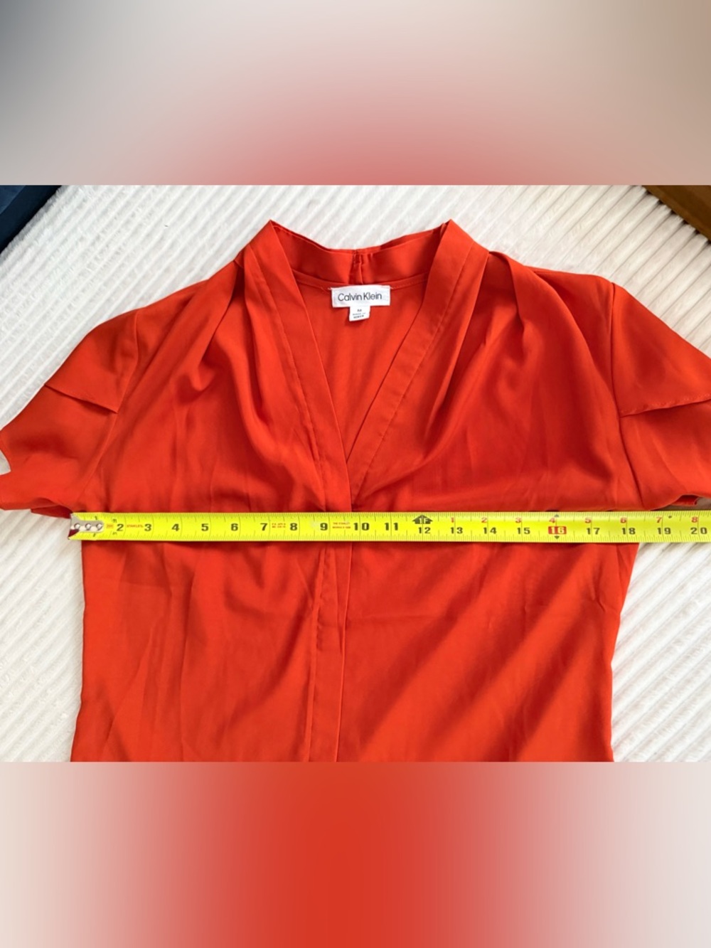 NWOT Calvin Klein Women's Orange Silky Tulip-Sleeve Blouse Medium - Picture 11 of 14